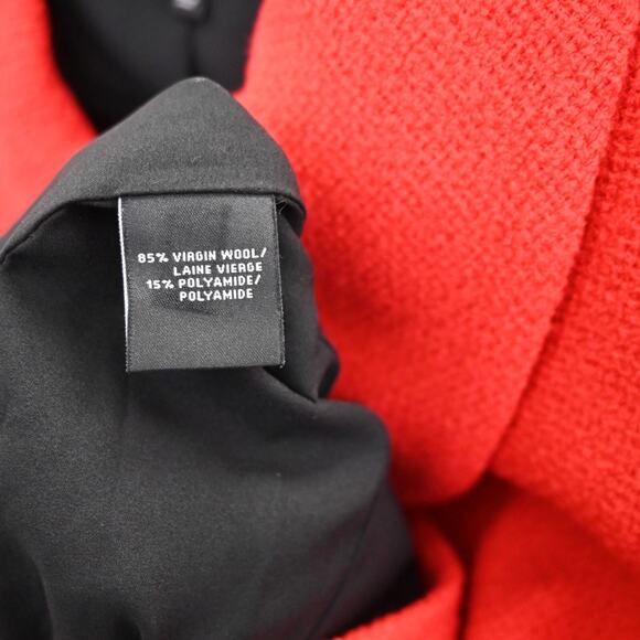 Lafayette 148 Blazer Jacket Size 2 Red Tweed Virgin Wool Ruched Office Chic - Picture 8 of 10